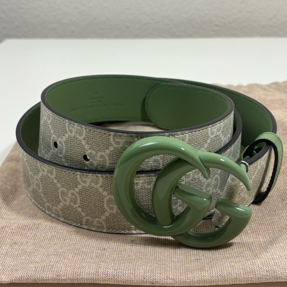 Gucci Marmont GG Supreme Wide Belt Leather and Canvas